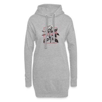 Vintage Floral Design - Sweat-shirt à capuche long Femme - gris chiné - Devant