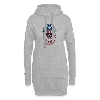 USA Totenkopf - Design du Crâne Patriote - Sweat-shirt à capuche long Femme - gris chiné - Devant