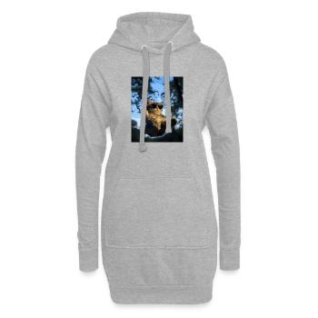 Katze schaukelt im Sonnenlicht - Hoodie-Kleid - Grau meliert - Vorne