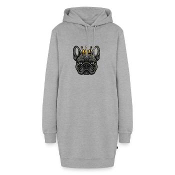 Französische Bulldogge Hund Krone - Hoodie-Kleid - Grau meliert - Vorne