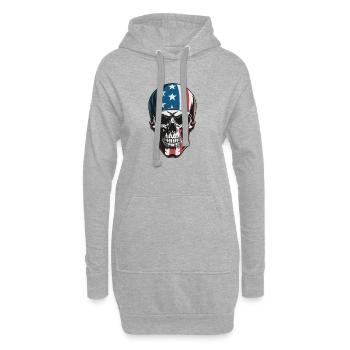 USA Totenkopf - Design du Crâne Patriote - Sweat-shirt à capuche long Femme - gris chiné - Devant