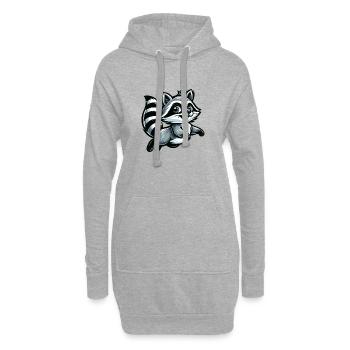 Niedlicher Waschbär Cartoon - Hoodie-Kleid - Grau meliert - Vorne