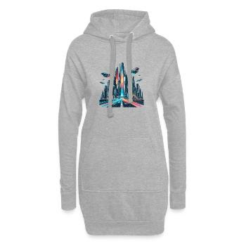 Neonstadt der Zukunft - Hoodie-Kleid - Grau meliert - Vorne