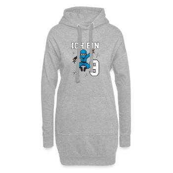 Je suis 9 Ninja, 9e anniversaire Blue Karaté - Sweat-shirt à capuche long Femme - gris chiné - Devant