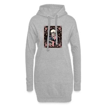Le Squelette du Prophète Ronronner avec le Chat Noir - Sweat-shirt à capuche long Femme - gris chiné - Devant