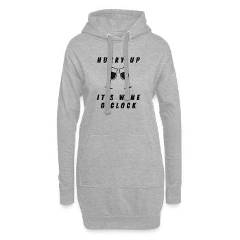 Dépêche-toi, c’est l’heure du vin - Sweat-shirt à capuche long Femme - gris chiné - Devant