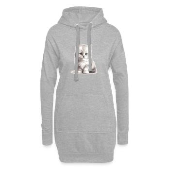 Portrait du chaton duveteux - Sweat-shirt à capuche long Femme - gris chiné - Devant