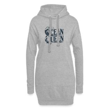Ocean Queen - Wellen Typografie Design - Hoodie-Kleid - Grau meliert - Vorne