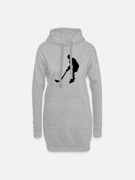 Joueur de hockey sur glace - Sweat-shirt à capuche long Femme - gris chiné