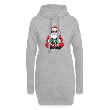 Père Noël joueur jouant à la manette de jeu vidéo - Sweat-shirt à capuche long Femme - gris chiné - Devant