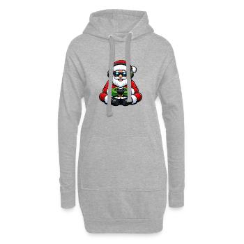 Père Noël joueur jouant à la manette de jeu vidéo - Sweat-shirt à capuche long Femme - gris chiné - Devant