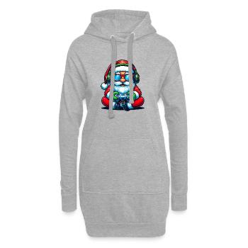 Père Noël joueur jouant à la manette de jeu vidéo - Sweat-shirt à capuche long Femme - gris chiné - Devant