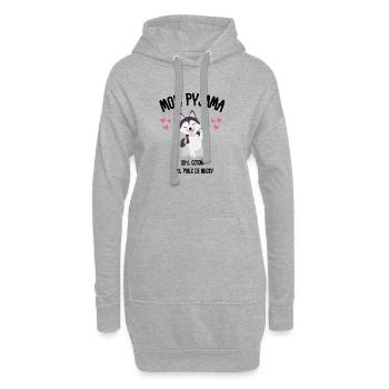 Lustige Husky-Hundepyjamas - Hoodie-Kleid - Grau meliert - Vorne
