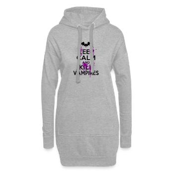 Keep Calm And Kill Vampires Spiritosa Divertente - Sweat-shirt à capuche long Femme - gris chiné - Devant