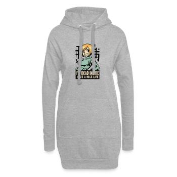 T-shirt Dead Inside Cartoon - Sweat-shirt à capuche long Femme - gris chiné - Devant