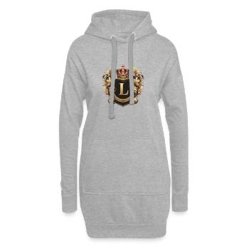 L Buchstabe Name Krone - Hoodie-Kleid - Grau meliert - Vorne