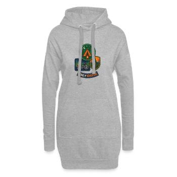 Abenteuerabzeichen Vintage-Aufkleber - Hoodie-Kleid - Grau meliert - Vorne