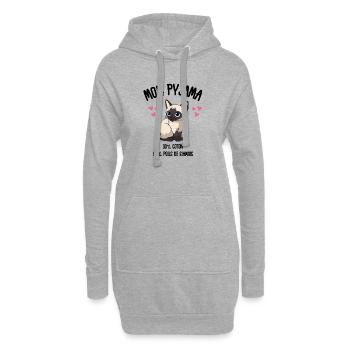 Lustige Siamkatzen-Pyjamas - Hoodie-Kleid - Grau meliert - Vorne