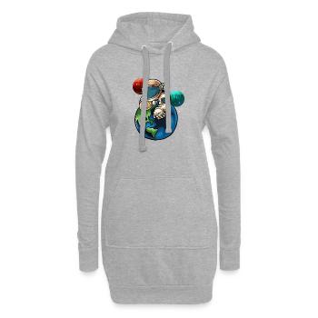 Astronaut umarmt Erde - Hoodie-Kleid - Grau meliert - Vorne