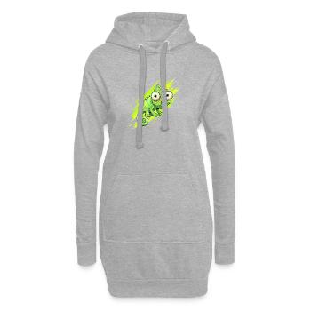 Neon Chamäleon Spritzer - Hoodie-Kleid - Grau meliert - Vorne