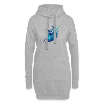 Tête de paon bleu néon - Sweat-shirt à capuche long Femme - gris chiné - Devant