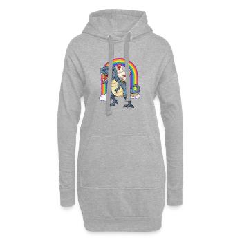 Dinosaure Arc-en-ciel à chevauchage de poulet T-Rex - Sweat-shirt à capuche long Femme - gris chiné - Devant