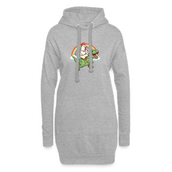 Dinosaure Arc-en-ciel à chevauchage de poulet T-Rex - Sweat-shirt à capuche long Femme - gris chiné - Devant
