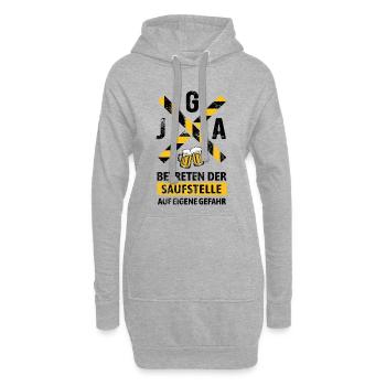 JGA Betreten der Saufstelle Warnhinweis - Hoodie-Kleid - Grau meliert - Vorne