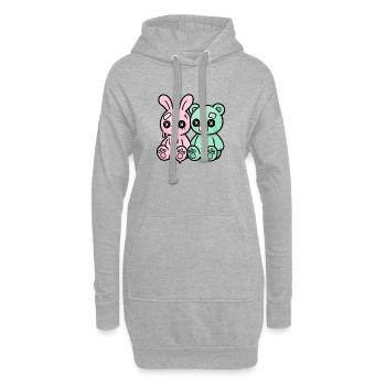 Poupée animale d’horreur Gothique Gothique Weirdcore - Sweat-shirt à capuche long Femme - gris chiné - Devant
