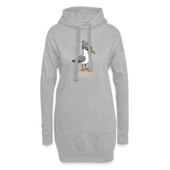Mouette mouette de la lune avec casquette et poisson dans la bouche - Sweat-shirt à capuche long Femme - gris chiné - Devant