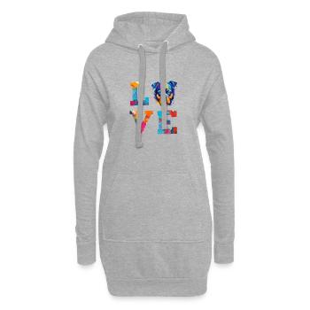 Rottweiler LOVE Dog Pop Art Buntes Porträt - Hoodie-Kleid - Grau meliert - Vorne