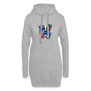 Boxer Dog Porträt Lebendige Ölgemälde Kunst - Hoodie-Kleid - Grau meliert - Vorne