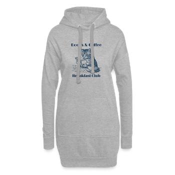 Books & Coffee Cat – Cozy Reader Design - Sweat-shirt à capuche long Femme - gris chiné - Devant