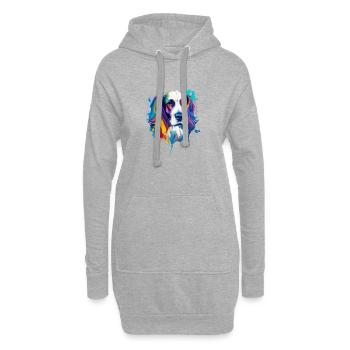Cocker Spaniel Hund Farbenfrohes Pop-Art-Porträt - Hoodie-Kleid - Grau meliert - Vorne