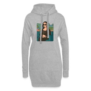 Mona Lisa cool mit Sonnenbrille am kiffen - Hoodie-Kleid - Grau meliert - Vorne