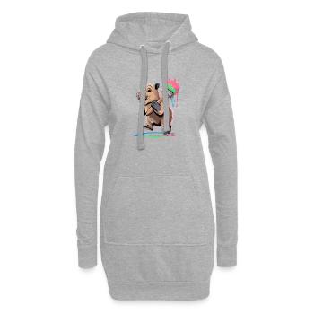  Lustiges Capybara mit Buntem Pinsel Farbkleckse - Hoodie-Kleid - Grau meliert - Vorne