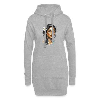 Tätowiertes Porträt Plumeria - Hoodie-Kleid - Grau meliert - Vorne