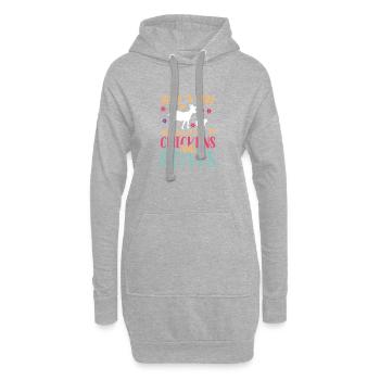 Nur ein Mädchen, das Hühner und Ziegen liebt - Hoodie-Kleid - Grau meliert - Vorne