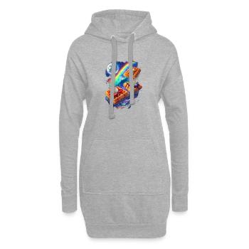 Galactic waffles in a rainbow frenzy - Hoodie Dress - heather grey - Front