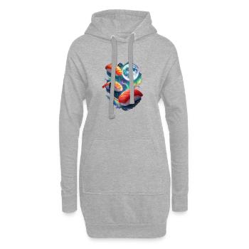 Kosmische Sushi-Nacht - Hoodie-Kleid - Grau meliert - Vorne