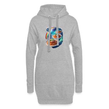 Kosmische Pasta Galaxie - Hoodie-Kleid - Grau meliert - Vorne