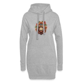 Tropischer Orangutan mit Sonnenbrille - Hoodie-Kleid - Grau meliert - Vorne