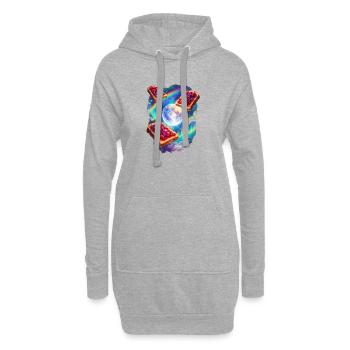 Weltraumtoast mit Regenbogen - Hoodie-Kleid - Grau meliert - Vorne
