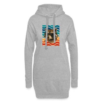 Raton laveur avec des lunettes de soleil Surfwelten - Sweat-shirt à capuche long Femme - gris chiné - Devant