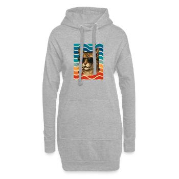 Katzen-Sommer mit Sonnenbrille - Hoodie-Kleid - Grau meliert - Vorne