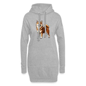 Shiba Inu Smiling - Hoodie Dress - heather grey - Front