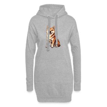 Shiba Inu Zeichnung - Hoodie-Kleid - Grau meliert - Vorne