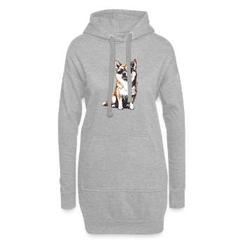 Shiba avec des lunettes de soleil - Sweat-shirt à capuche long Femme - gris chiné - Devant