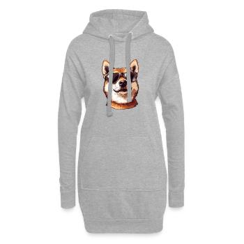 Shiba Inu mit Sonnenbrille - Hoodie-Kleid - Grau meliert - Vorne