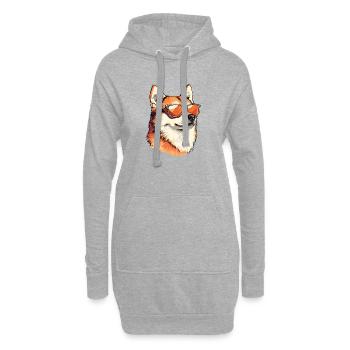 Shiba mit Sonnenbrille Stil - Hoodie-Kleid - Grau meliert - Vorne